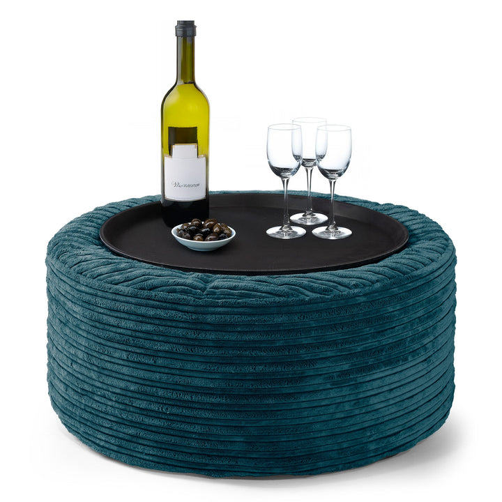 Sitzhocker - Cord Blaugrün 01