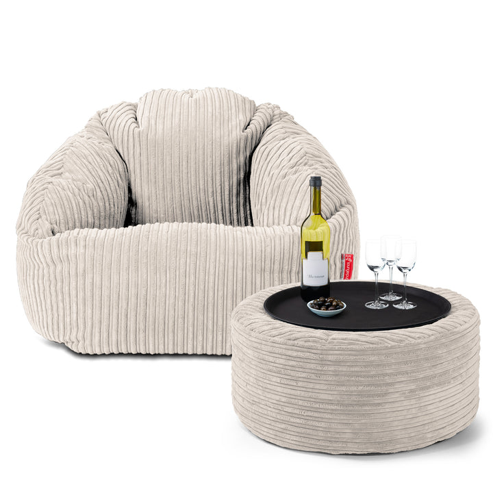 Bubble Sitzsack Sessel - Cord Elfenbein 03