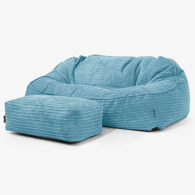 Das Slouchy XXL Sitzsack Sofa - Cord Türkis 02