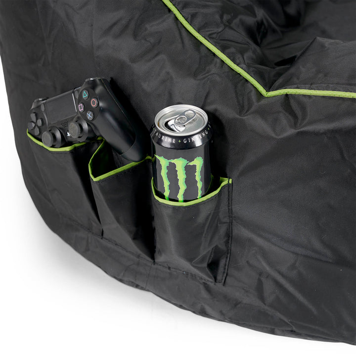 Gaming Sitzsack im Autositz-Stil - Schwarz / Grün 07