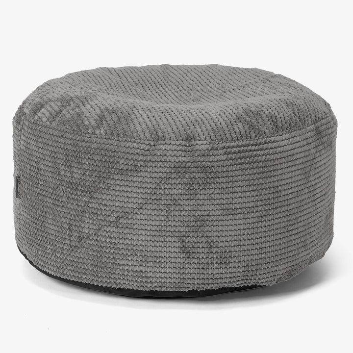 Großer runder Fußhocker - Pom-Pom Anthrazit 01
