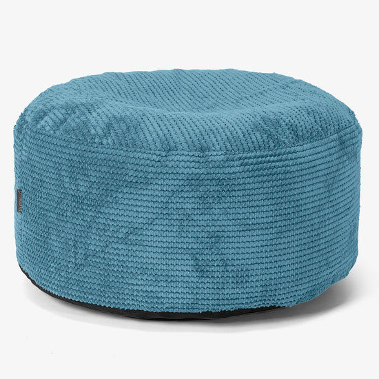 Großer runder Fußhocker - Pom-Pom Türkis 01