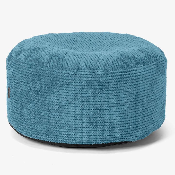 Großer runder Fußhocker - Pom-Pom Türkis 01