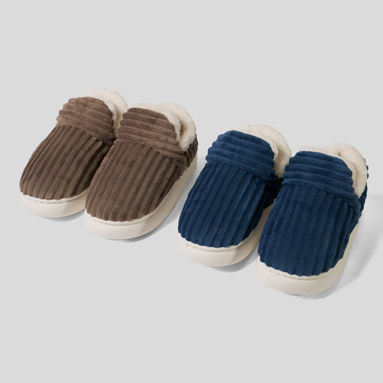 Hausschuhe - Cord Marineblau 02