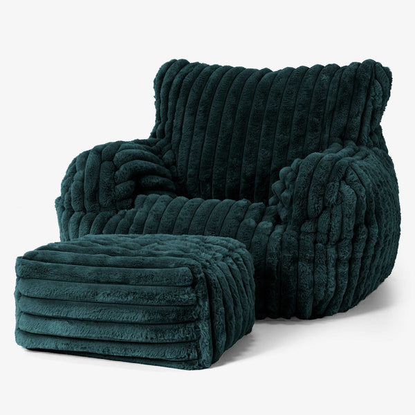 Josephine Sitzsack Ohrensessel - Ultra Plüsch Cord Blaugrün 01