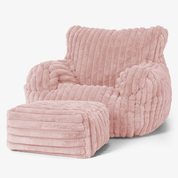 Josephine Sitzsack Ohrensessel - Ultra Plüsch Cord Pastellrosa 01