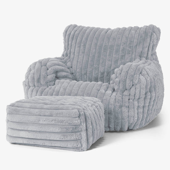 Josephine Sitzsack Ohrensessel - Ultra Plüsch Cord Taubenblau 02