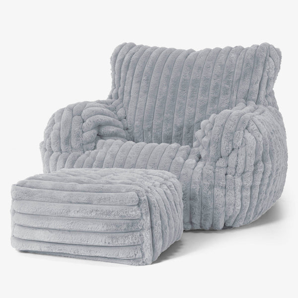 Josephine Sitzsack Ohrensessel - Ultra Plüsch Cord Taubenblau 01