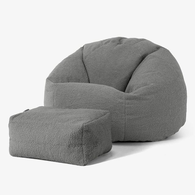 Klassischer Sitzsack Sessel - Bouclé Grau 02