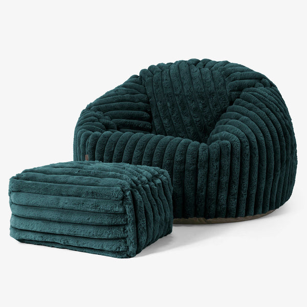 Klassischer Sitzsack Sessel - Ultra Plüsch Cord Blaugrün 01