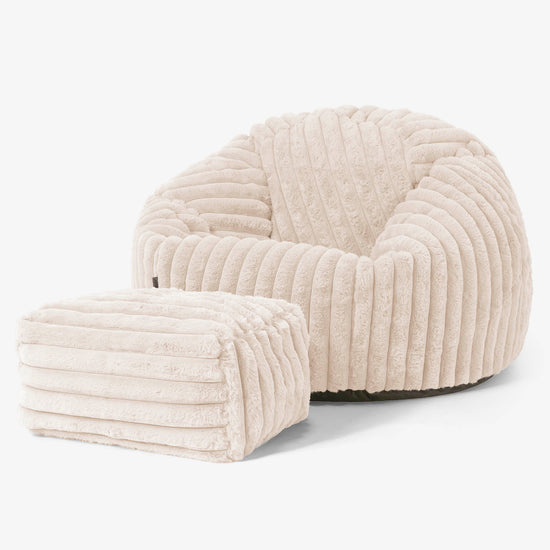Klassischer Sitzsack Sessel - Ultra Plüsch Cord Creme 02