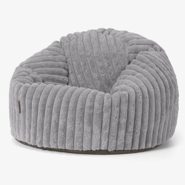 Klassischer Sitzsack Sessel - Ultra Plüsch Cord Grau 01