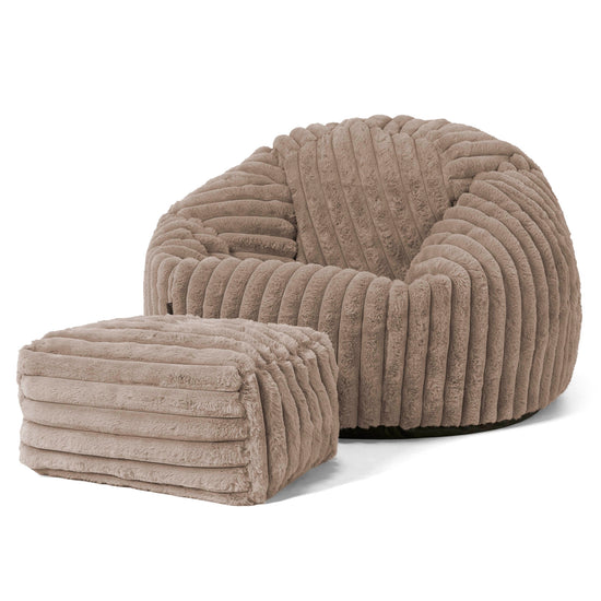 Klassischer Sitzsack Sessel - Ultra Plüsch Cord Nerzfarben 02