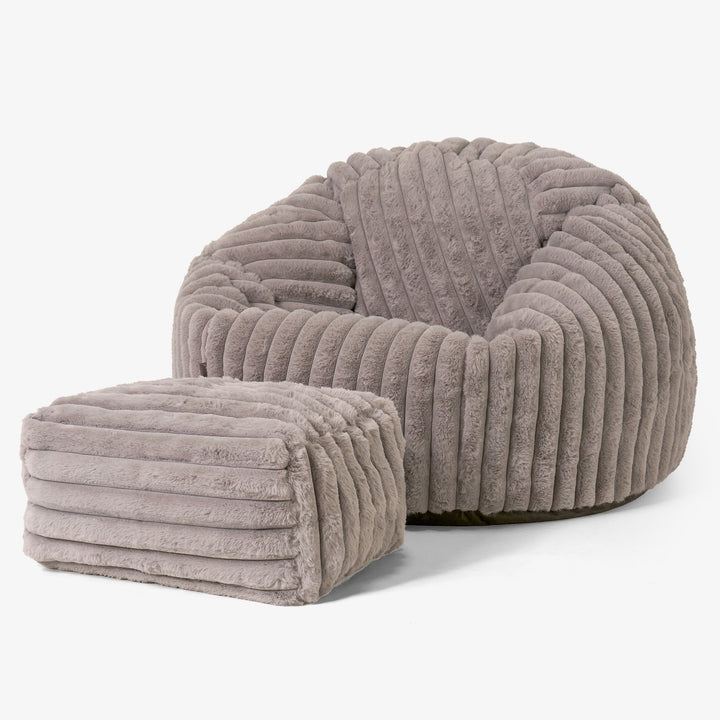 Klassischer Sitzsack Sessel - Ultra Plüsch Cord Nerzfarben 02