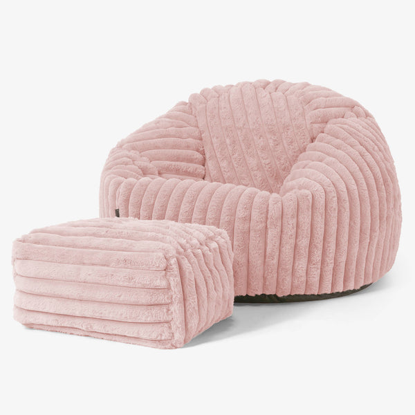 Klassischer Sitzsack Sessel - Ultra Plüsch Cord Pastellrosa 01