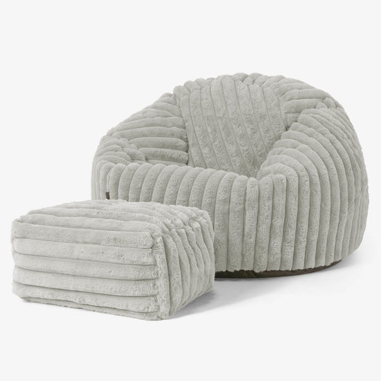 Klassischer Sitzsack Sessel - Ultra Plüsch Cord Salbeigrün 02