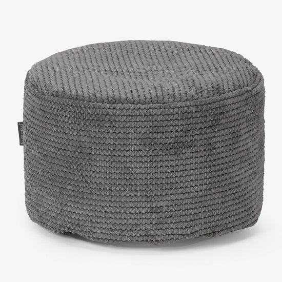 Kleiner runder Fußhocker - Pom-Pom Anthrazit 01