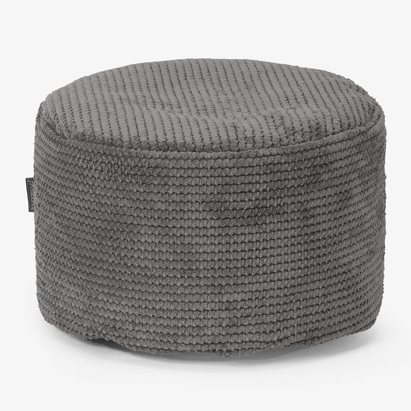 Kleiner runder Fußhocker - Pom-Pom Anthrazit 01