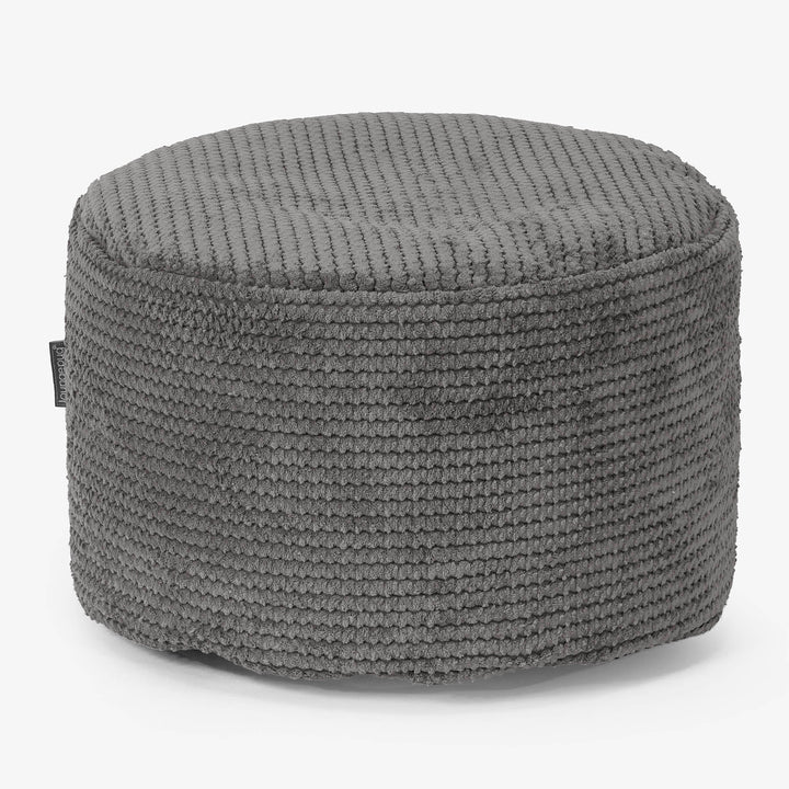 Kleiner runder Fußhocker - Pom-Pom Anthrazit 01