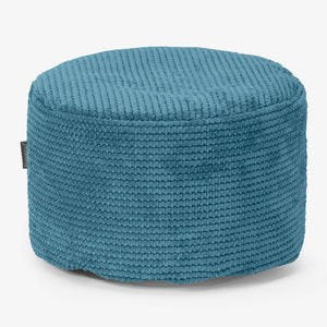 Kleiner runder Fußhocker - Pom-Pom Türkis