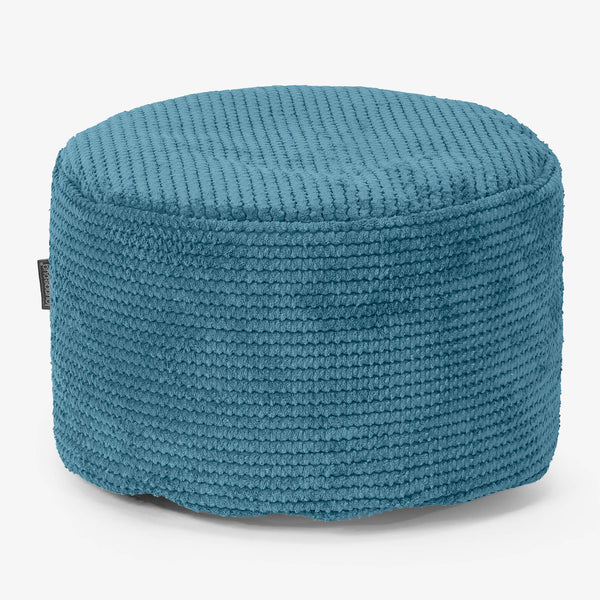 Kleiner runder Fußhocker - Pom-Pom Türkis 01