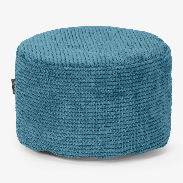 Kleiner runder Fußhocker - Pom-Pom Türkis 01