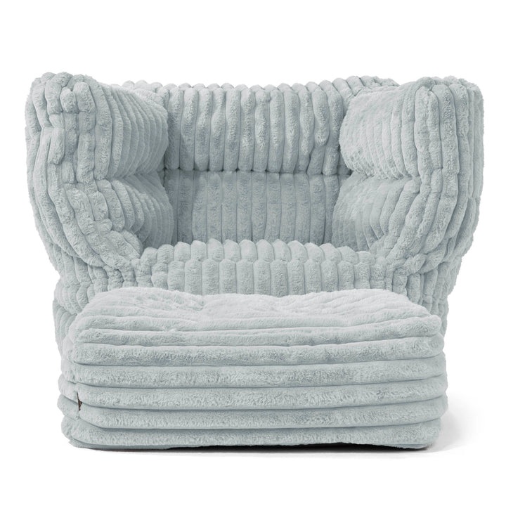 Louis Sitzsack Ohrensessel - Ultra Plüsch Cord Taubenblau 02