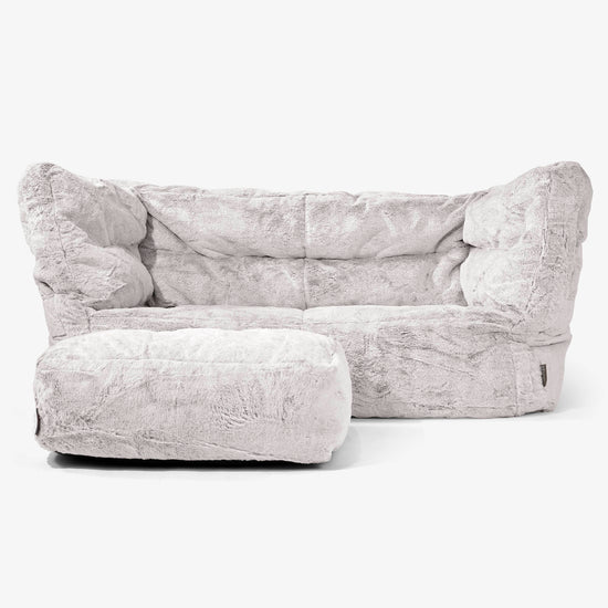 2-Sitzer Albert Sitzsacksofa 2.0 - Kaninchen Kunstfell Hellgrau 02