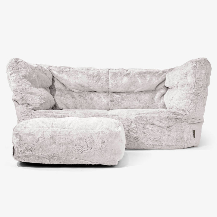 2-Sitzer Albert Sitzsacksofa 2.0 - Kaninchen Kunstfell Hellgrau 02