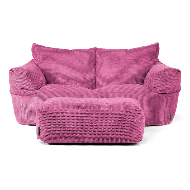 Lounge Pug 2-Sitzer Riesen Sitzsacksofa Waffle Cord Pink Josephine Schlafsofa– Big Bertha Original DE