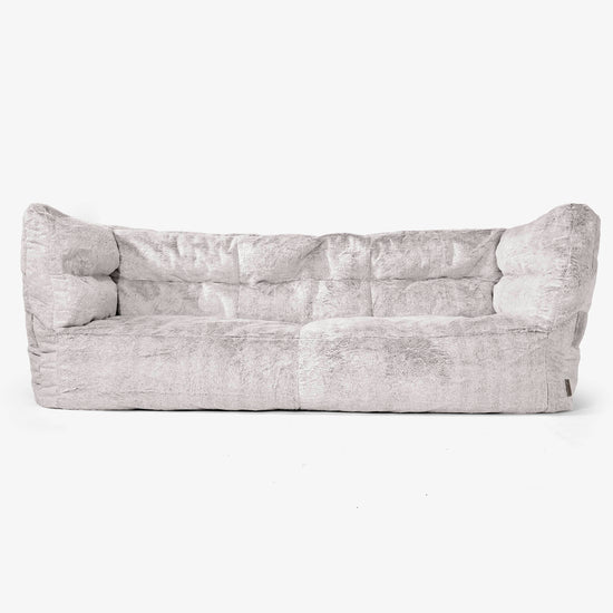 3-Sitzer Albert Sitzsacksofa 2.0 - Kaninchen Kunstfell Hellgrau 01