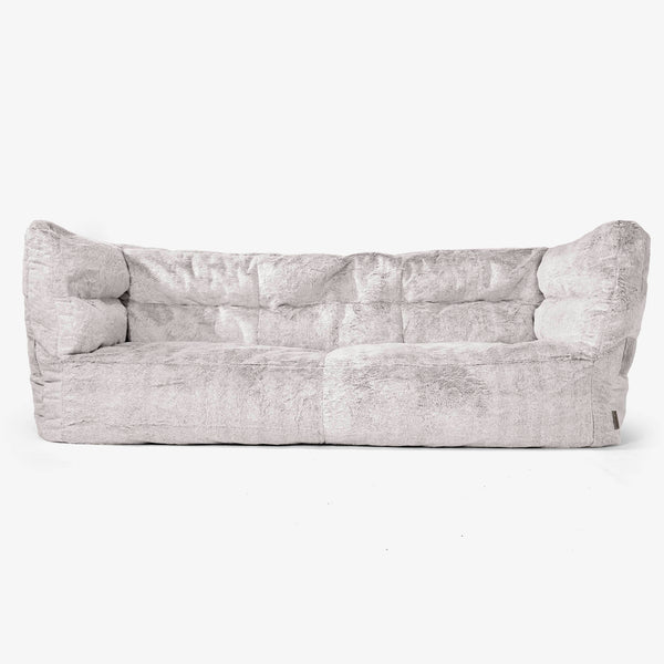 3-Sitzer Albert Sitzsacksofa 2.0 - Kaninchen Kunstfell Hellgrau 01
