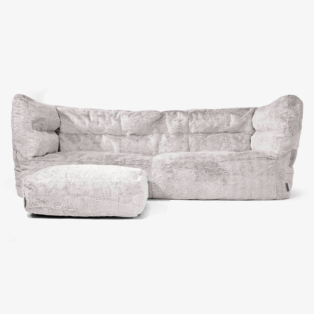 3-Sitzer Albert Sitzsacksofa 2.0 - Kaninchen Kunstfell Hellgrau 02