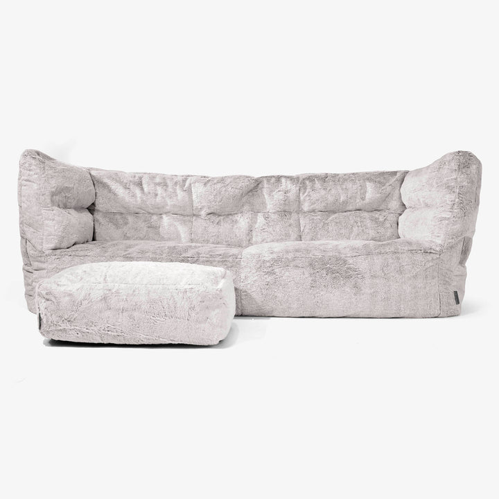 3-Sitzer Albert Sitzsacksofa 2.0 - Kaninchen Kunstfell Hellgrau 02