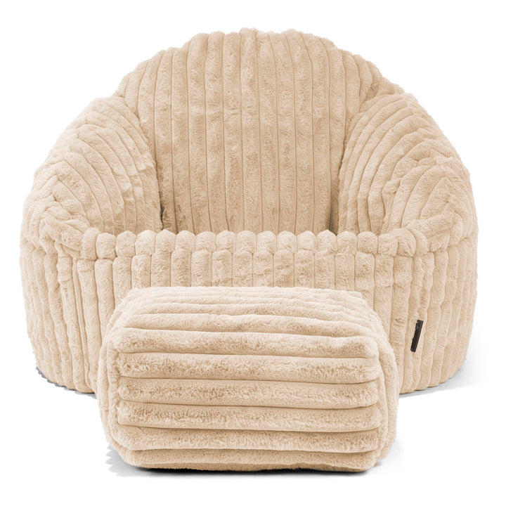 Bubble Sitzsack Sessel - Ultra Plüsch Cord Creme 02