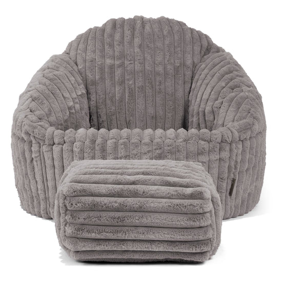 Bubble Sitzsack Sessel - Ultra Plüsch Cord Grau 02