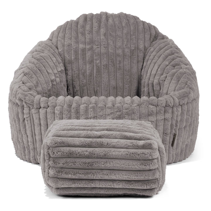 Bubble Sitzsack Sessel - Ultra Plüsch Cord Grau 02