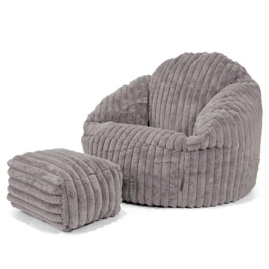 Bubble Sitzsack Sessel - Ultra Plüsch Cord Grau 03