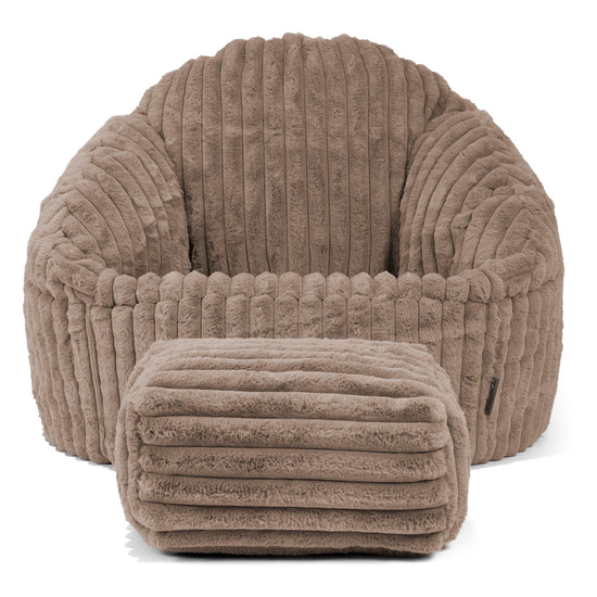 Bubble Sitzsack Sessel - Ultra Plüsch Cord Nerzfarben 02