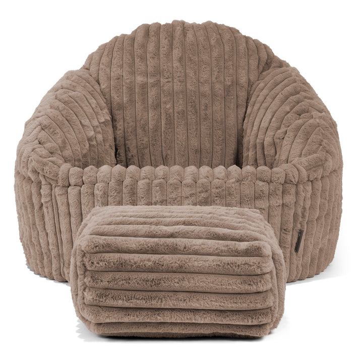 Bubble Sitzsack Sessel - Ultra Plüsch Cord Nerzfarben 02