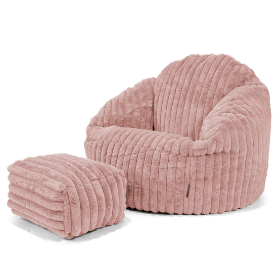 Bubble Sitzsack Sessel - Ultra Plüsch Cord Pastellrosa 03