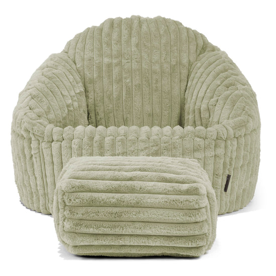 Bubble Sitzsack Sessel - Ultra Plüsch Cord Salbeigrün 02