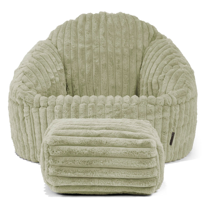 Bubble Sitzsack Sessel - Ultra Plüsch Cord Salbeigrün 02