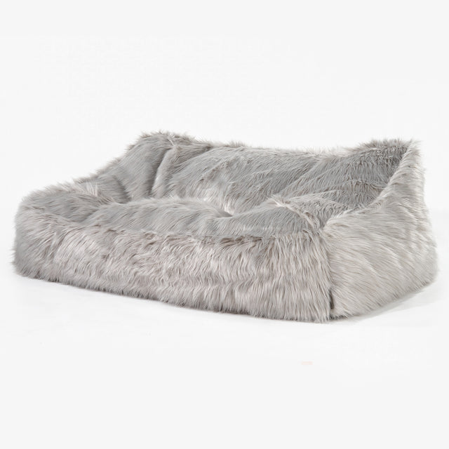 Das Slouchy Sitzsack Sofa - Mongolisches Kunstfell Grau 01