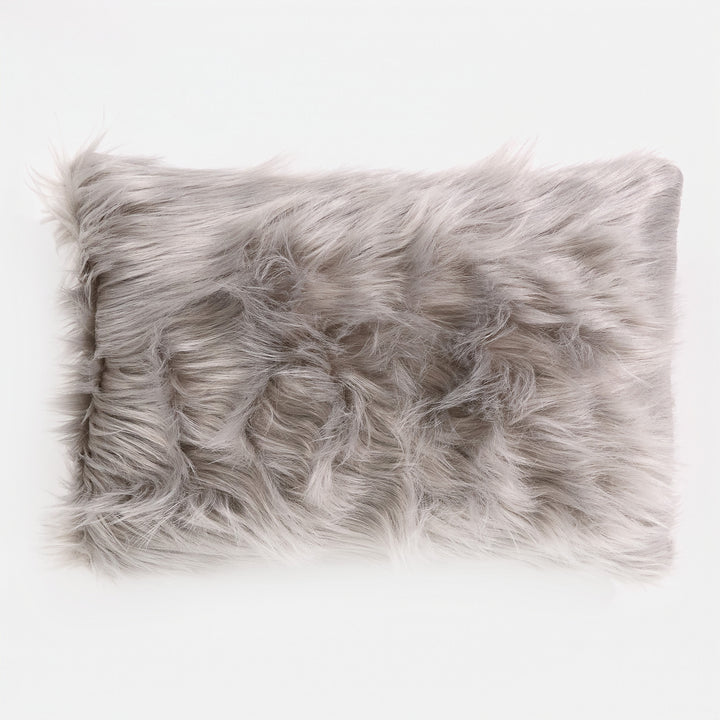 Dekokissen / Sofa Kissenbezug 35 x 50cm - Mongolisches Kunstfell Grau 01