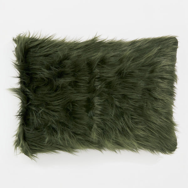 Dekokissen / Sofa Kissenbezug 35 x 50cm - Mongolisches Kunstfell Salbeigrün 01