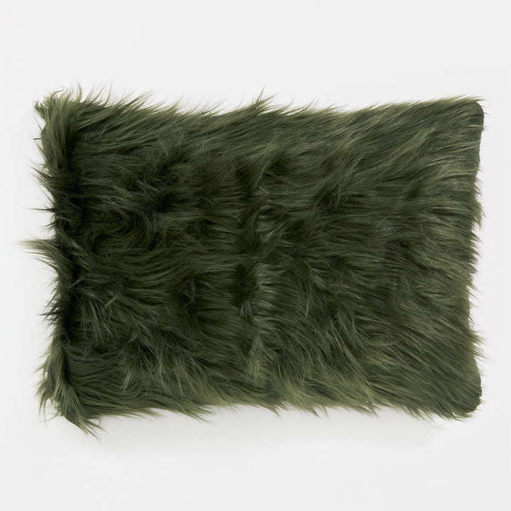 Dekokissen / Sofa Kissenbezug 35 x 50cm - Mongolisches Kunstfell Salbeigrün 01