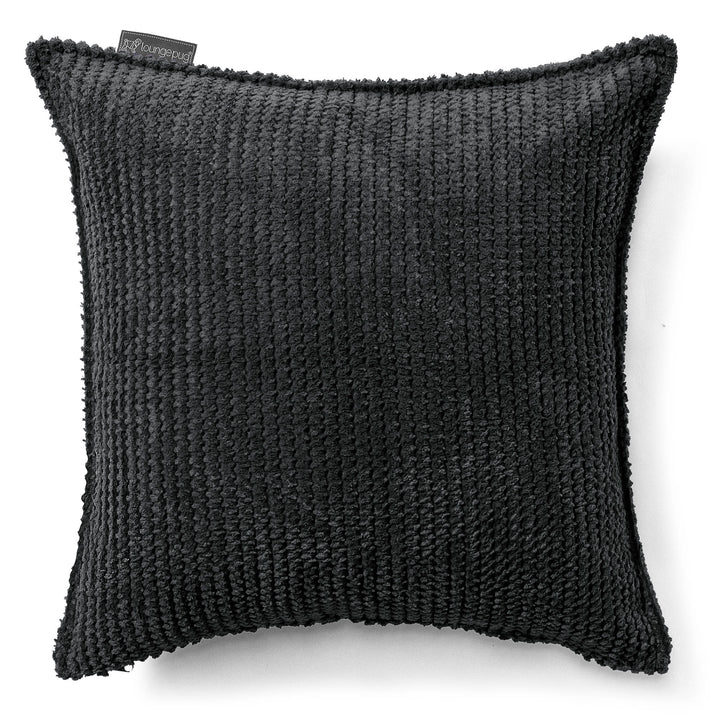 Lounge Pug Dekokissen / Sofa Kissenbezug 47 x 47cm Waffle Cord Schwarz– Big Bertha Original DE