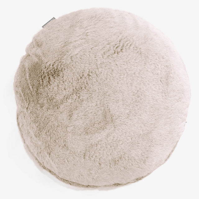 Dekokissen / Sofa Kissenbezug Rund 50cm - Kaninchen Kunstfell Goldbraun 01