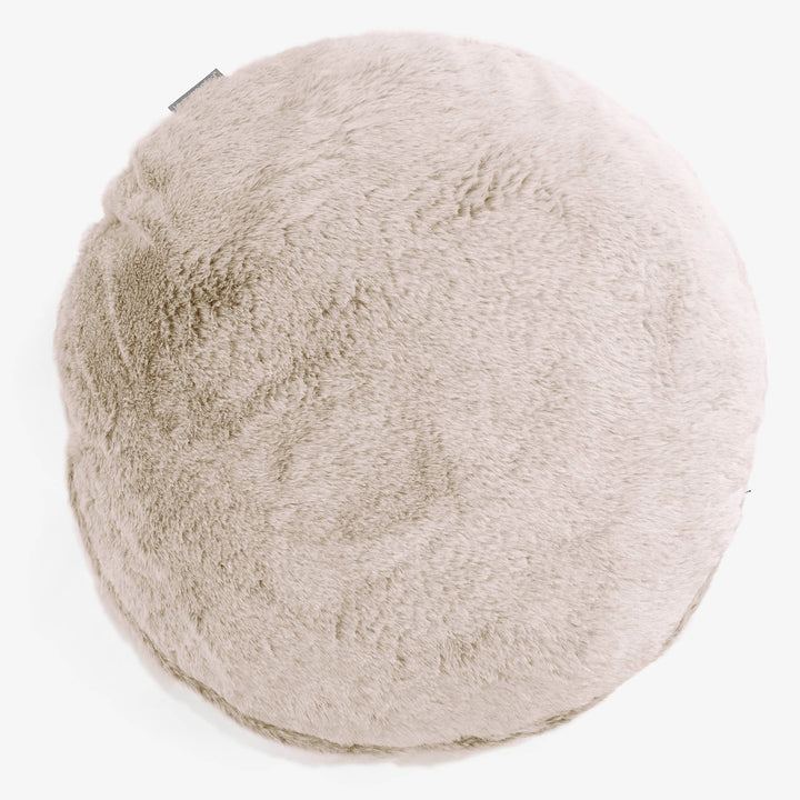 Dekokissen / Sofa Kissenbezug Rund 50cm - Kaninchen Kunstfell Goldbraun 01